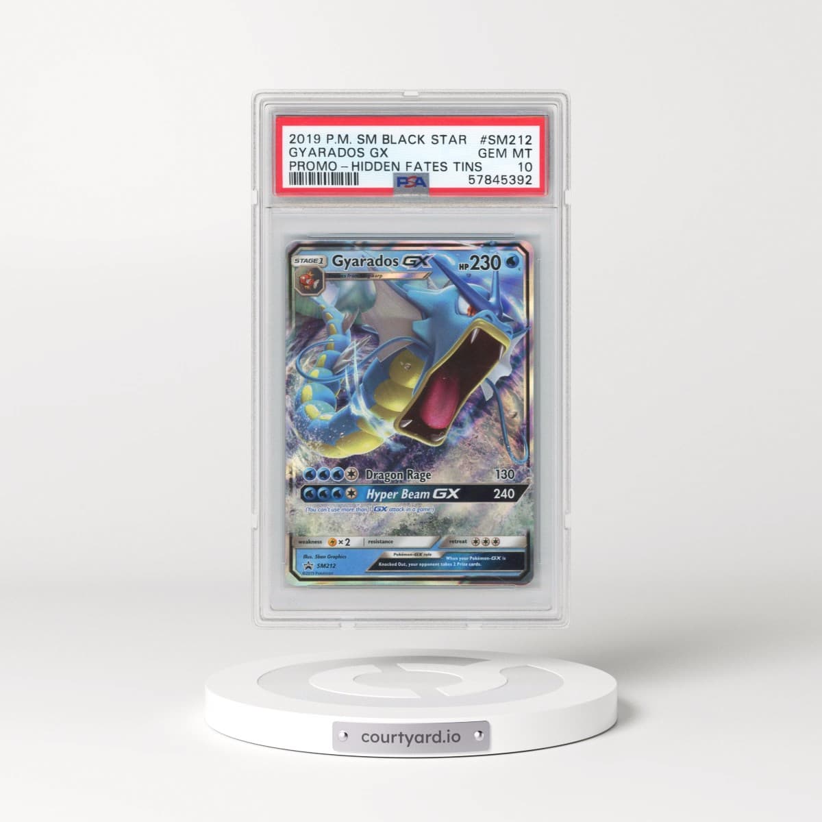 2019 Pokémon SM Black Star Promo #SM212 Gyarados GX - Holo Hidden Fates Tins (PSA 10 GEM MINT)