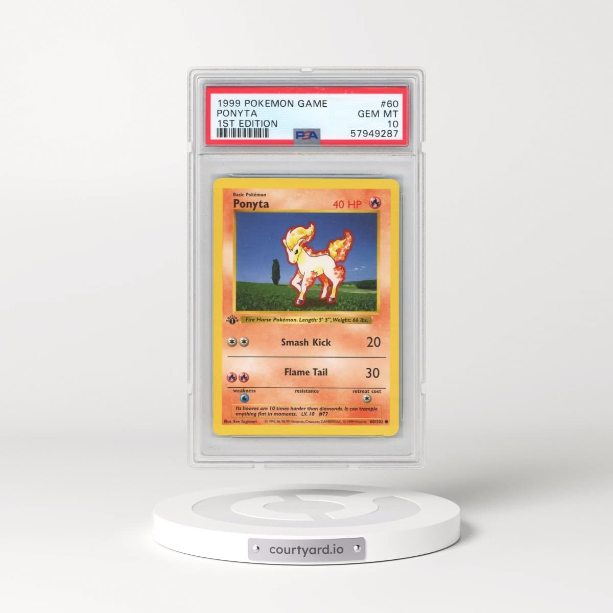 1999 Pokémon Game #60 Ponyta - 1st Edition (PSA 10 GEM MINT)
