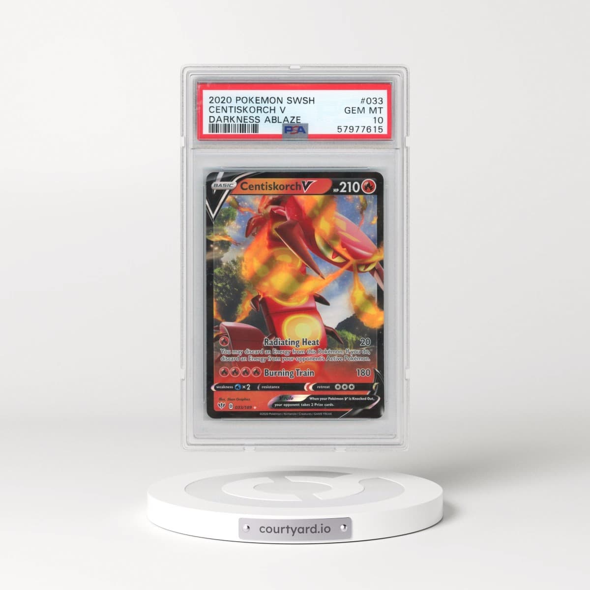 2020 Pokémon Sword & Shield Darkness Ablaze #033 Centiskorch V - Holo (PSA 10 GEM MINT)