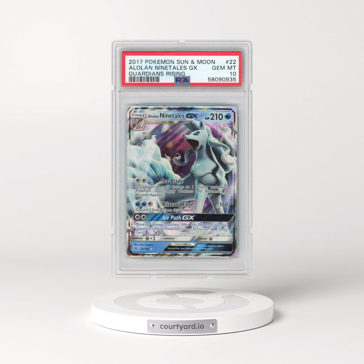 2017 Pokémon Sun & Moon Guardians Rising #22 Alolan Ninetales GX - Holo (PSA 10 GEM MINT)