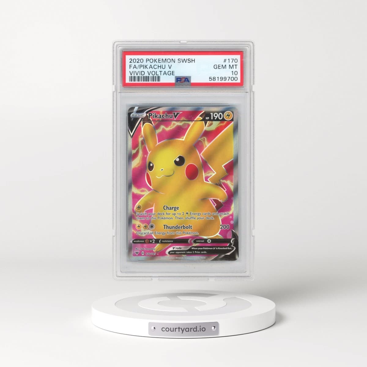 2020 Pokémon Sword & Shield Vivid Voltage #170 Pikachu V - Holo Full Art (PSA 10 GEM MINT)