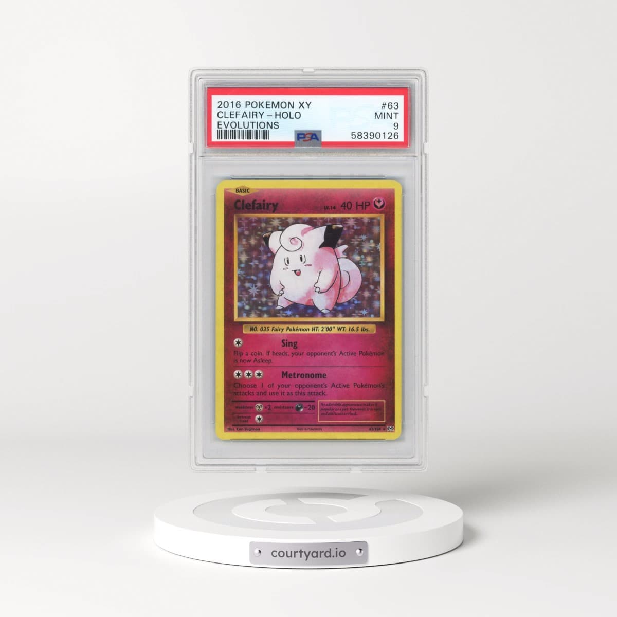 2016 Pokémon XY Evolutions #63 Clefairy - Holo (PSA 9 MINT)