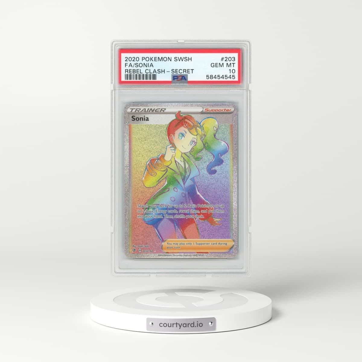 2020 Rebel Clash #203 Sonia - Full Art Holo (PSA 10 GEM MINT)