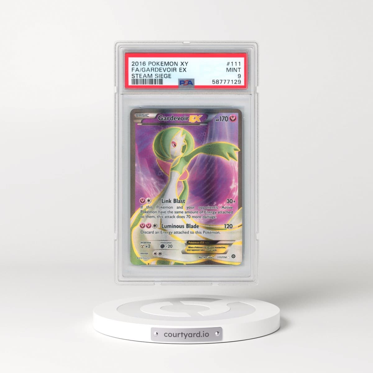 2016 Pokémon XY Steam Siege #111 Gardevoir EX - Holo Full Art (PSA 9 MINT)