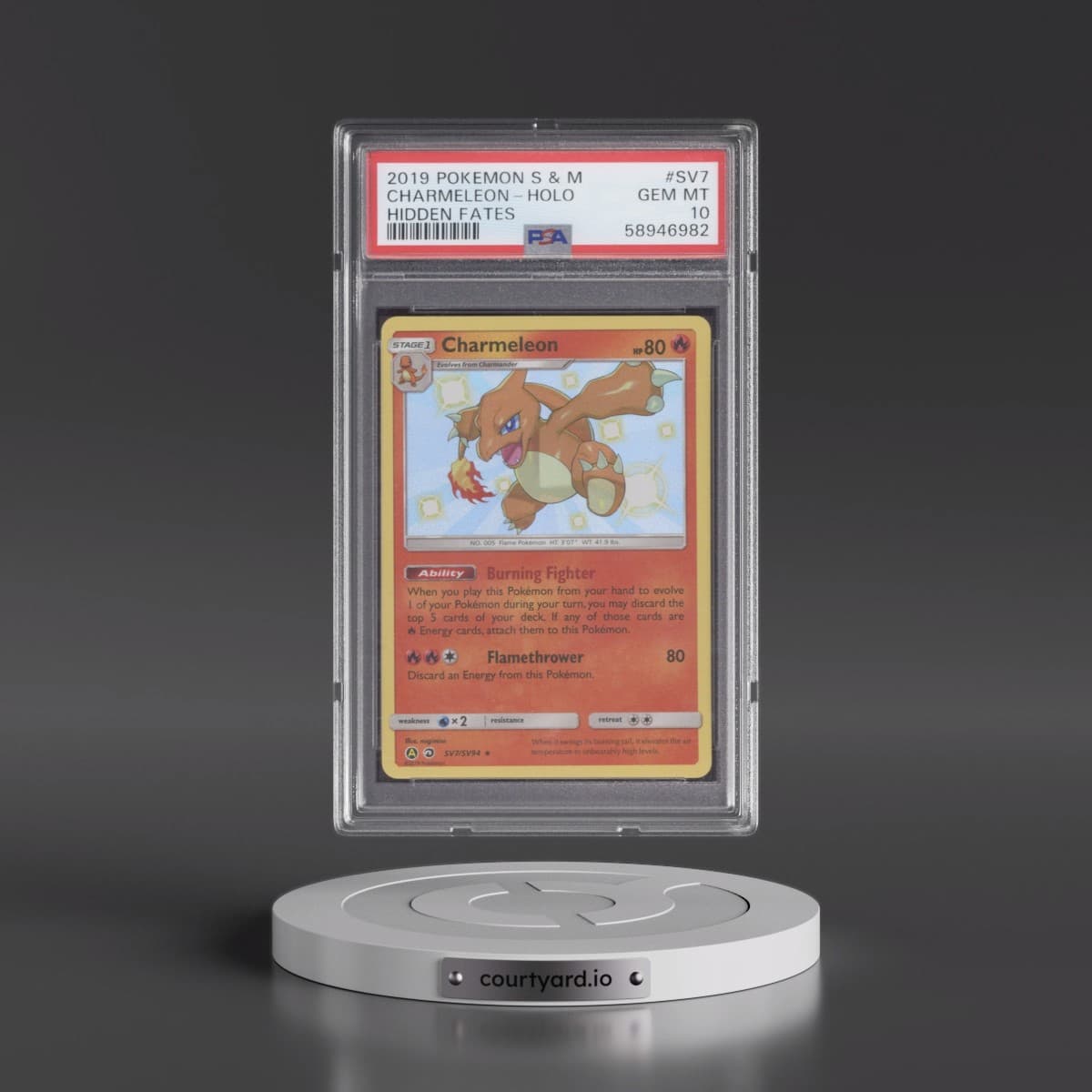 2019 Pokémon Sun & Moon Hidden Fates #SV7 Charmeleon - Holo (PSA 10 GEM MINT)