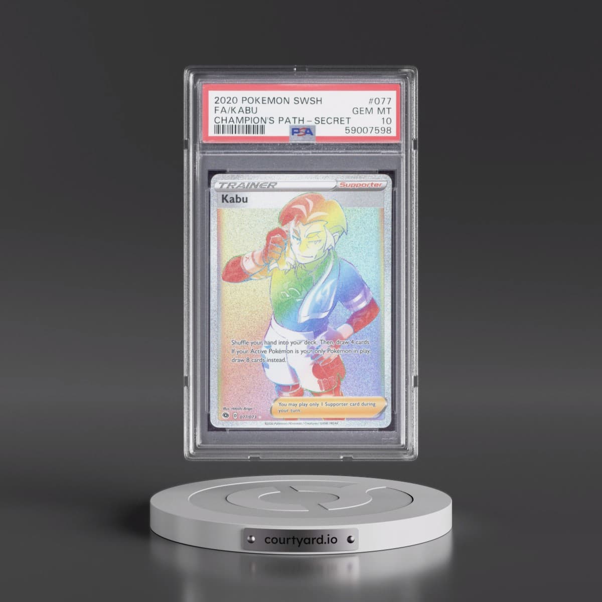 2020 Pokémon Sword & Shield Champion's Path #077 Kabu - Full Art Secret (PSA 10 GEM MINT)