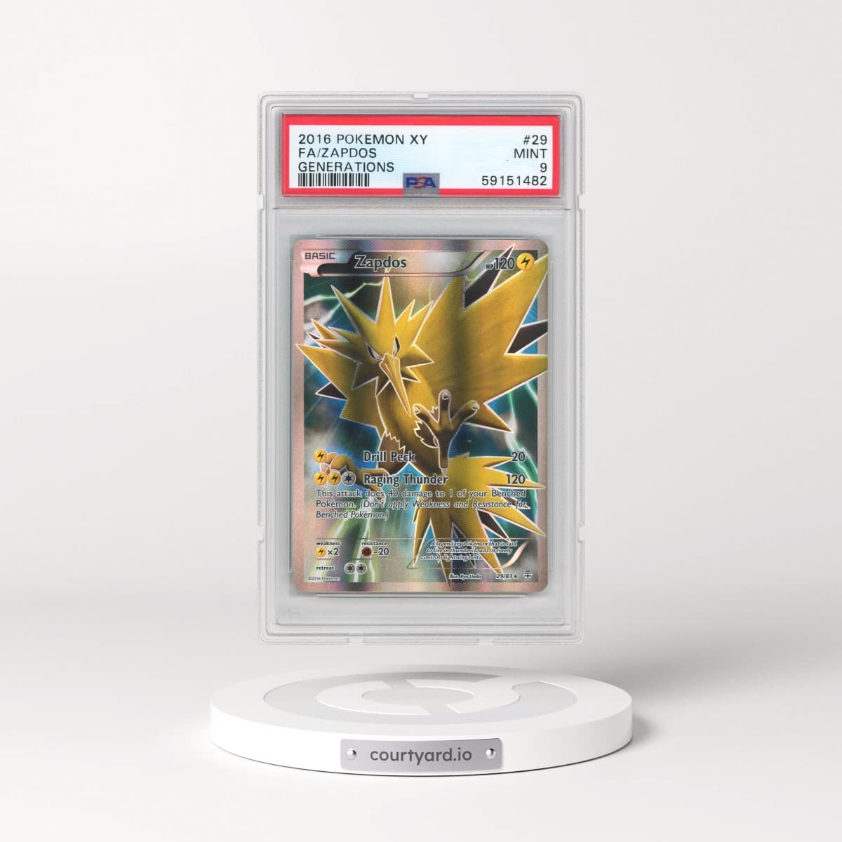 2016 Pokémon XY Generations #29 Zapdos - Full Art (PSA 9 MINT)