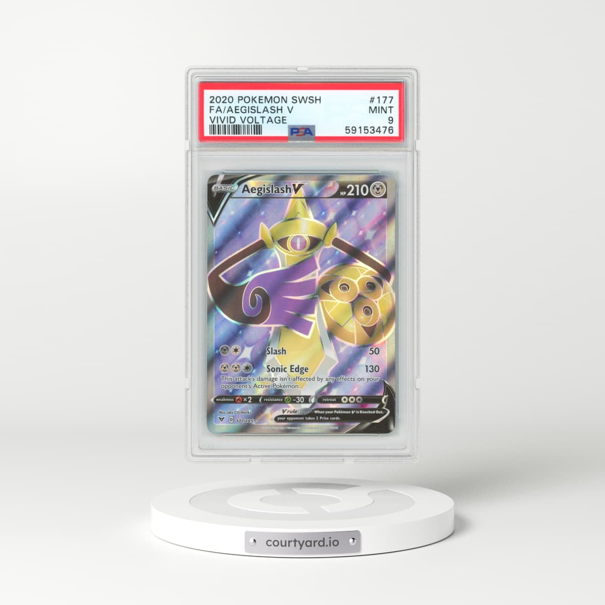 2020 Vivid Voltage #177 Aegislash V - Ultra Rare Holo (PSA 9 MINT)