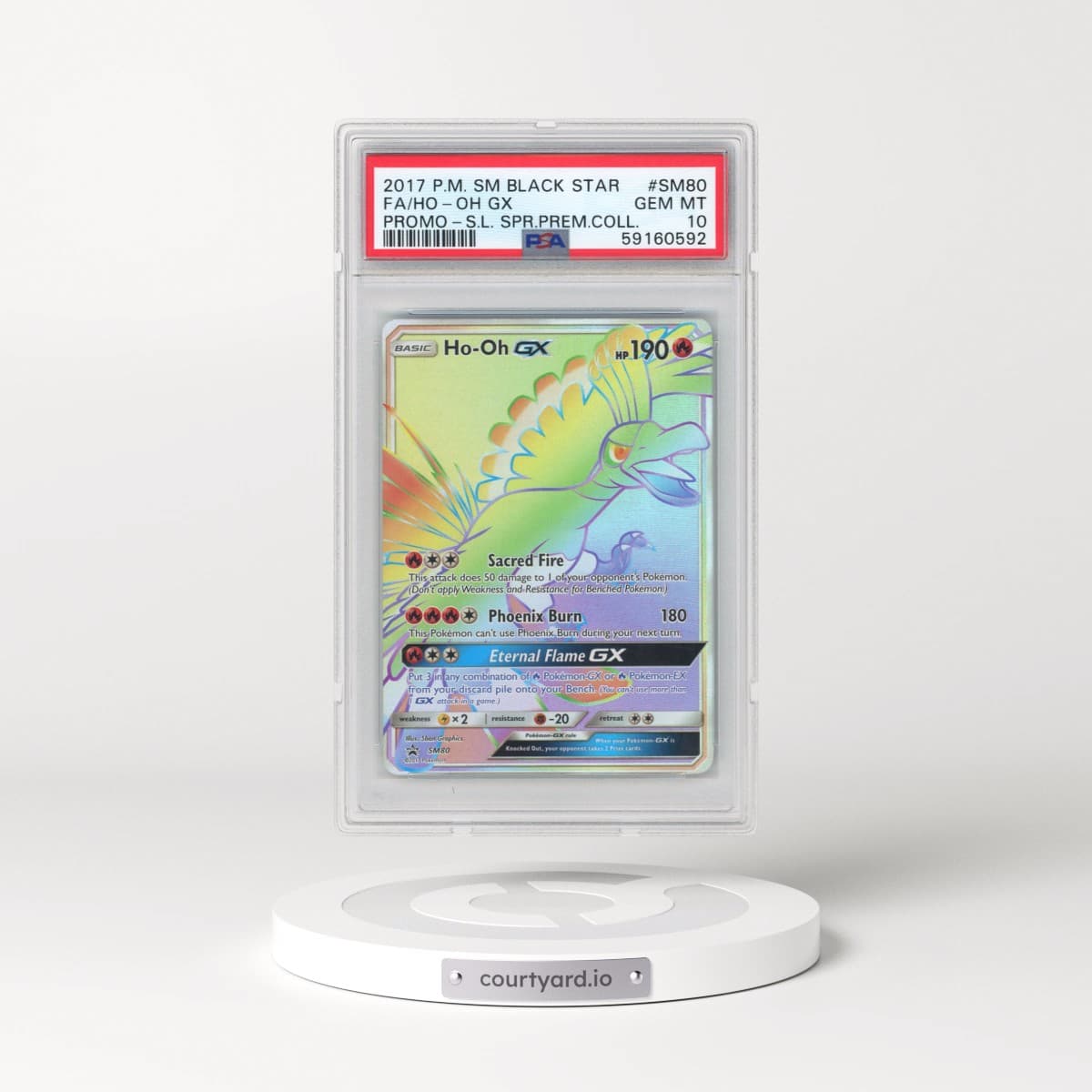 2017 Pokémon SM Black Star Promo #SM80 HO-Oh GX - Holo Full Art Shining Legends Super Premium Collection (PSA 10 GEM MINT)
