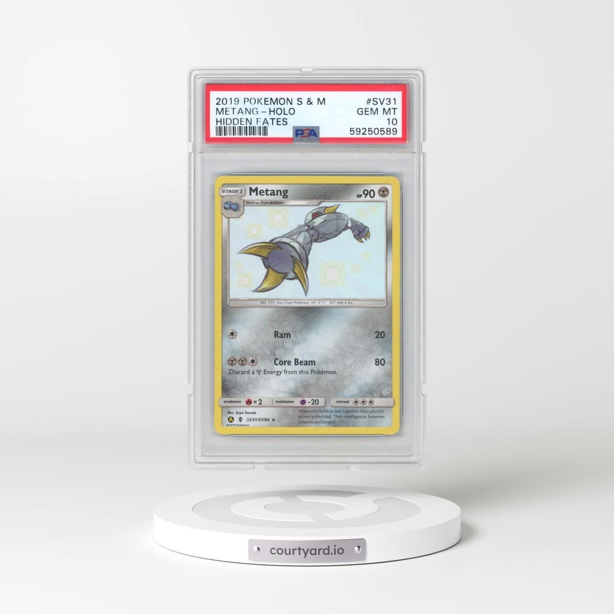 2019 Pokémon Sun & Moon Hidden Fates #SV31 Metang - Holo (PSA 10 GEM MINT)