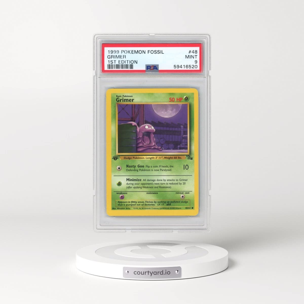 1999 Pokémon Fossil #48 Grimer - 1st Edition (PSA 9 MINT)
