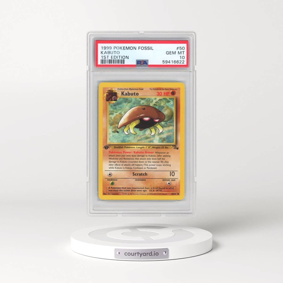 1999 Pokémon Fossil #50 Kabuto - 1st Edition (PSA 10 GEM MINT)
