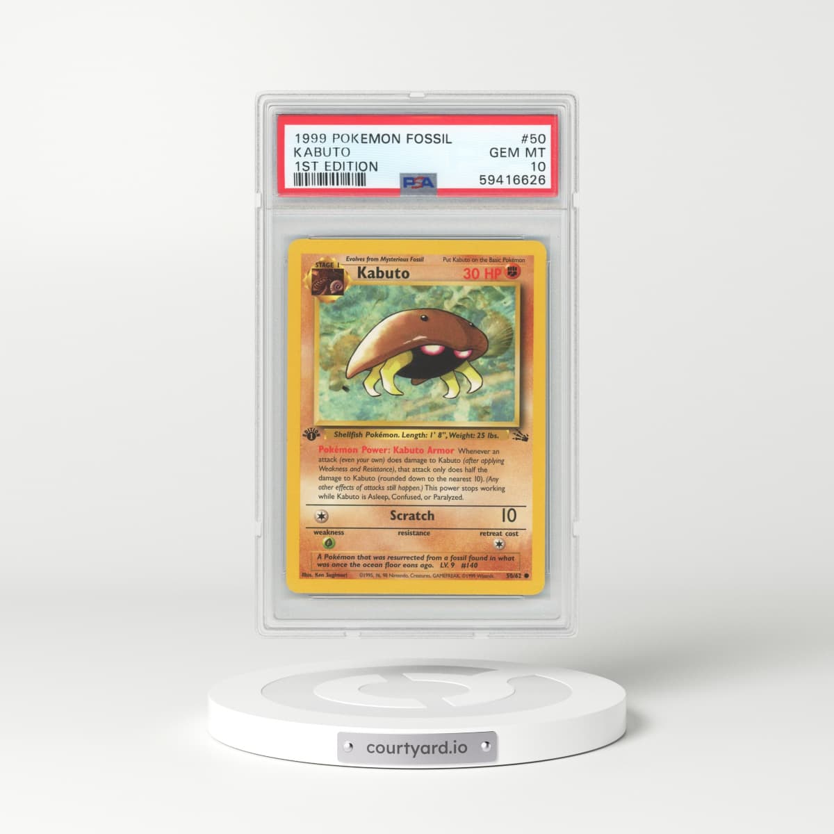 1999 Fossil #50 Kabuto - 1st Edition 1st Edition (PSA 10 GEM MINT)