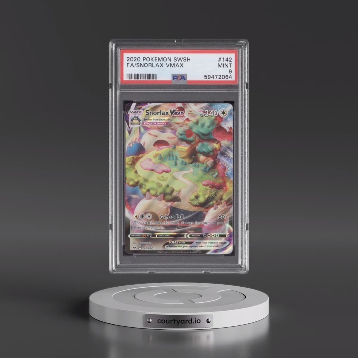 2020 Pokémon Sword & Shield #142 Snorlax Vmax - Full Art (PSA 9 MINT)
