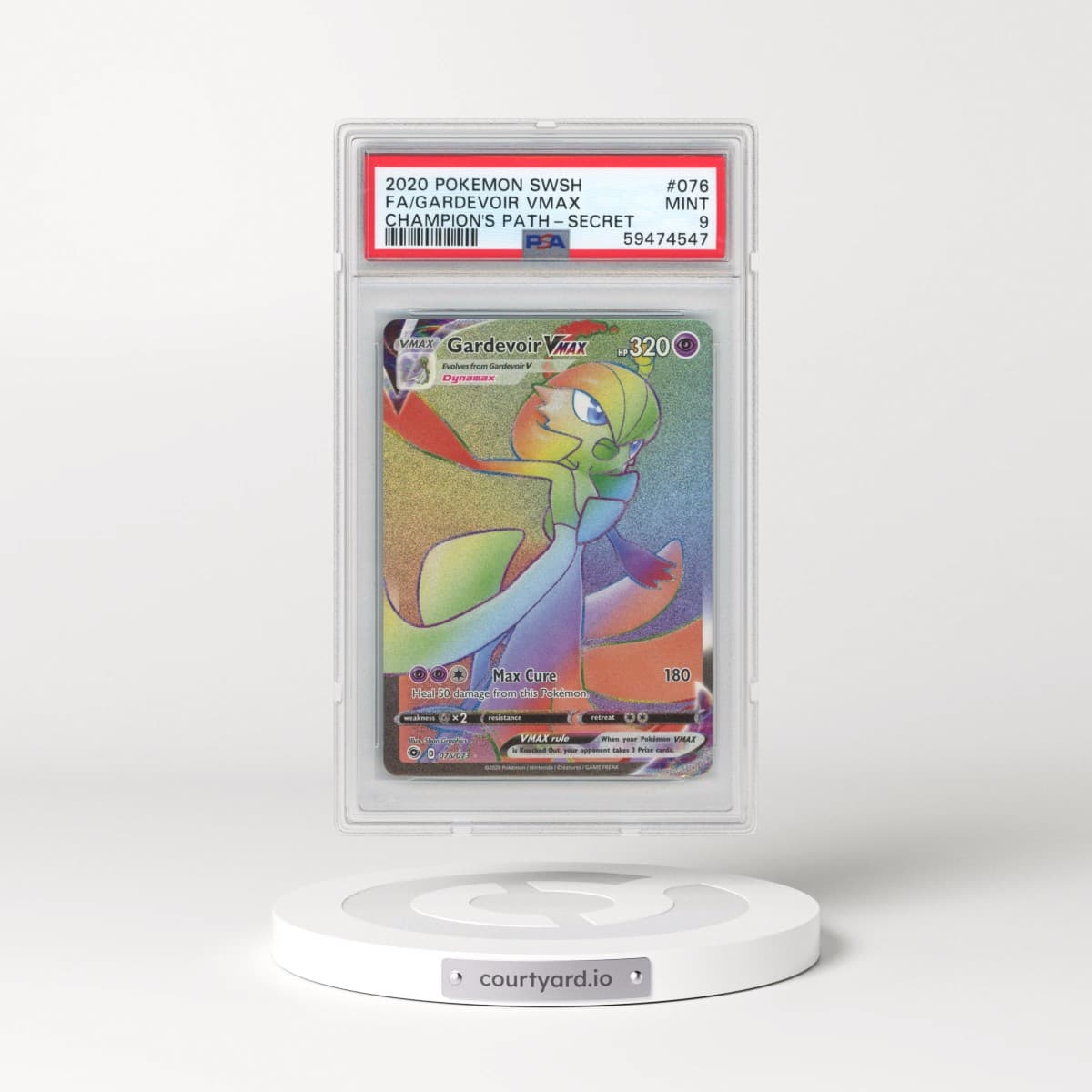 2020 Pokémon Sword & Shield Champion's Path #076 Gardevoir Vmax - Full Art Secret (PSA 9 MINT)