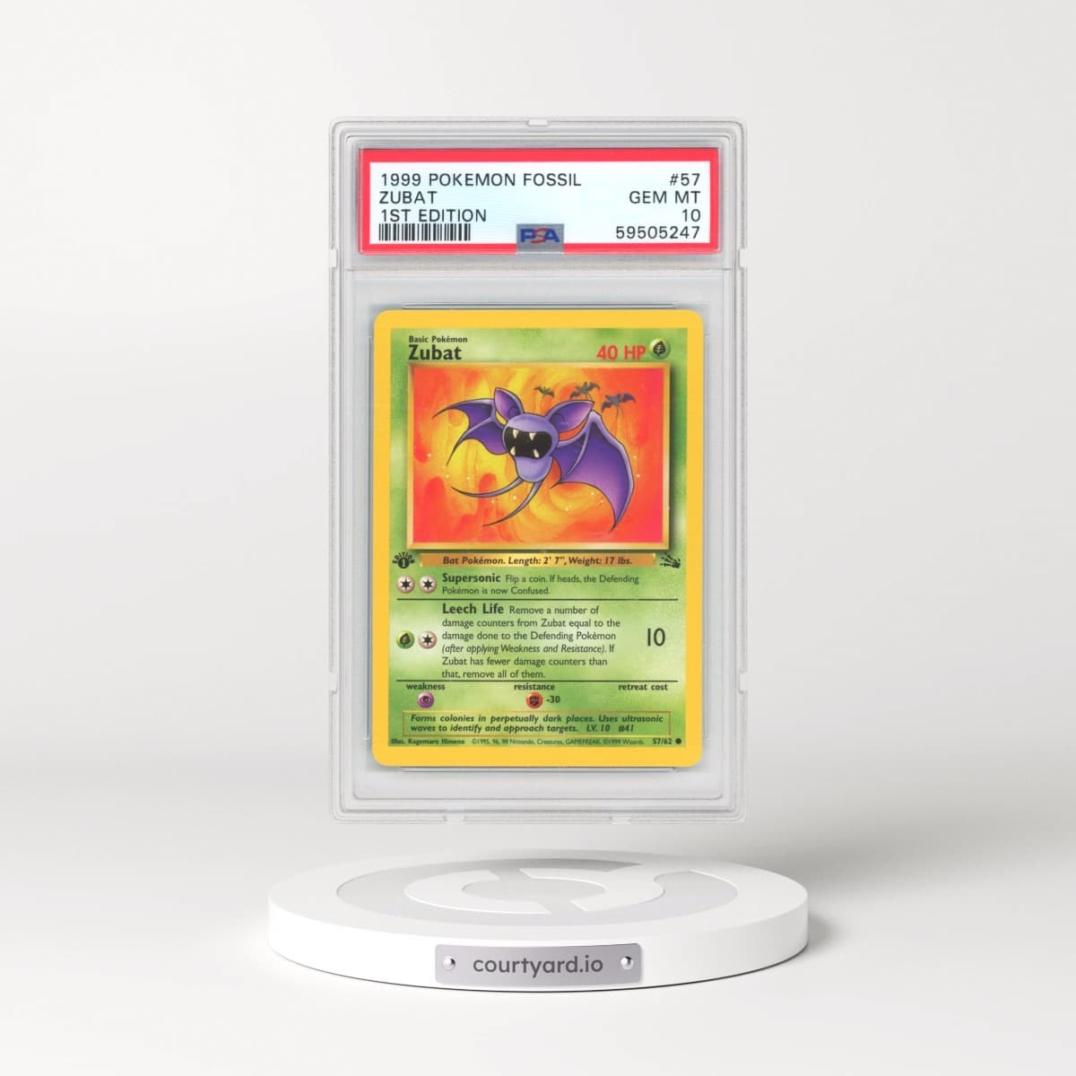1999 Fossil #57 Zubat - 1st Edition (PSA 10 GEM MINT)