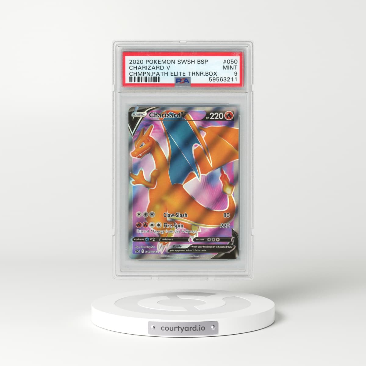 2020 Pokémon Swsh Black Star Promo #050 Charizard V - Holo Champion's Path Elite Trainer Box (PSA 9 MINT)