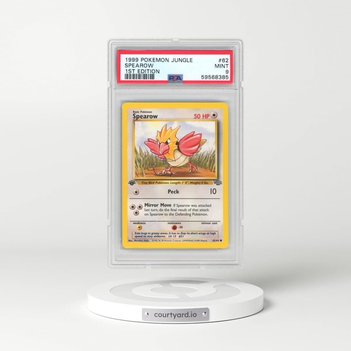 1999 Pokémon Jungle #62 Spearow - 1st Edition (PSA 9 MINT)