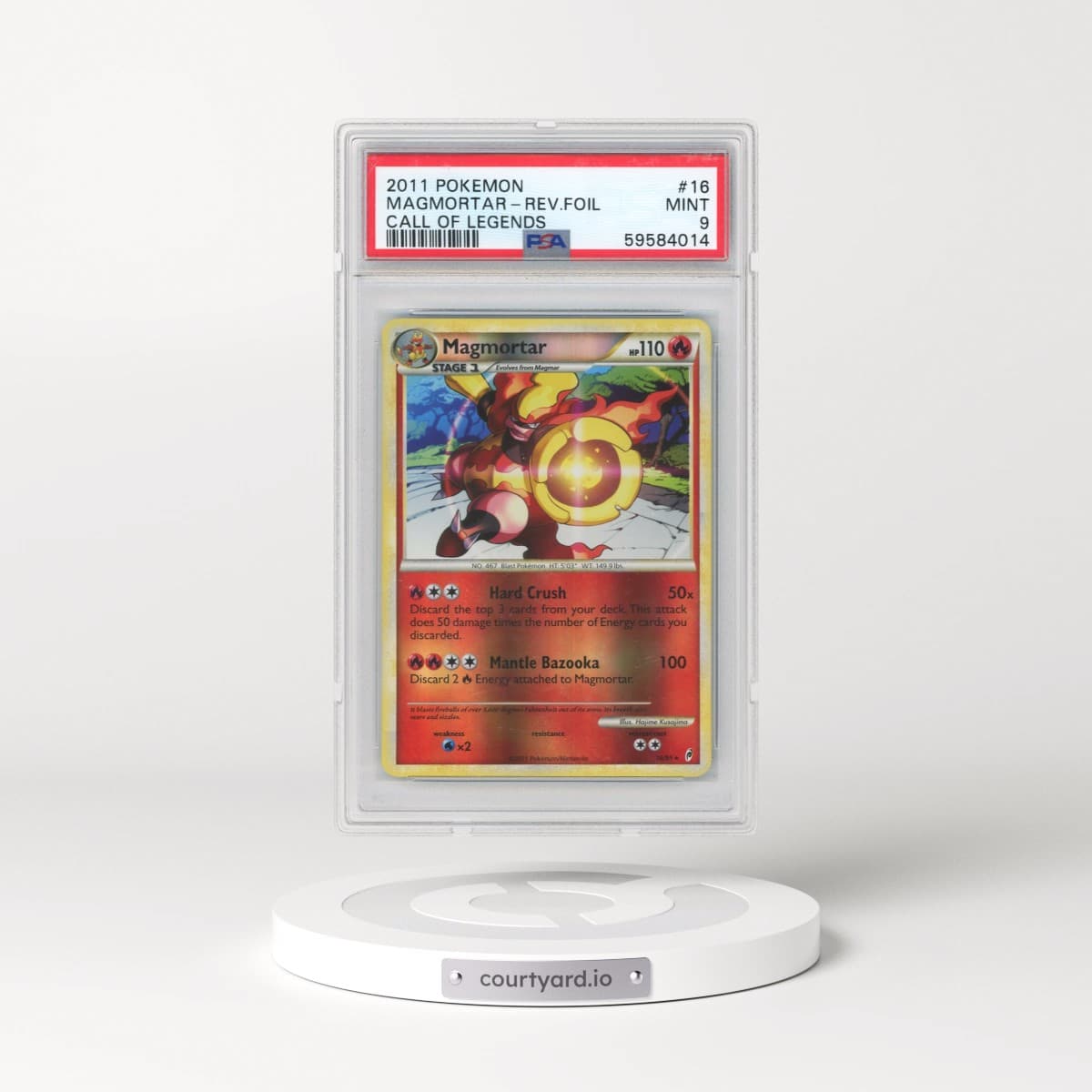 2011 Pokémon Call of Legends #16 Magmortar - Reverse Foil (PSA 9 MINT)