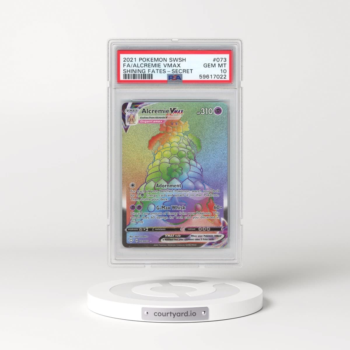 2021 Pokémon Sword & Shield Shining Fates #073 Alcremie Vmax - Full Art Secret (PSA 10 GEM MINT)