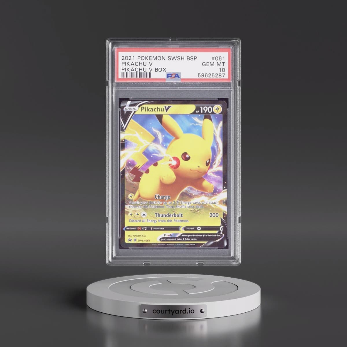 2021 Pokémon Swsh Black Star Promo #061 Pikachu V - Holo Pikachu V Box (PSA 10 GEM MINT)