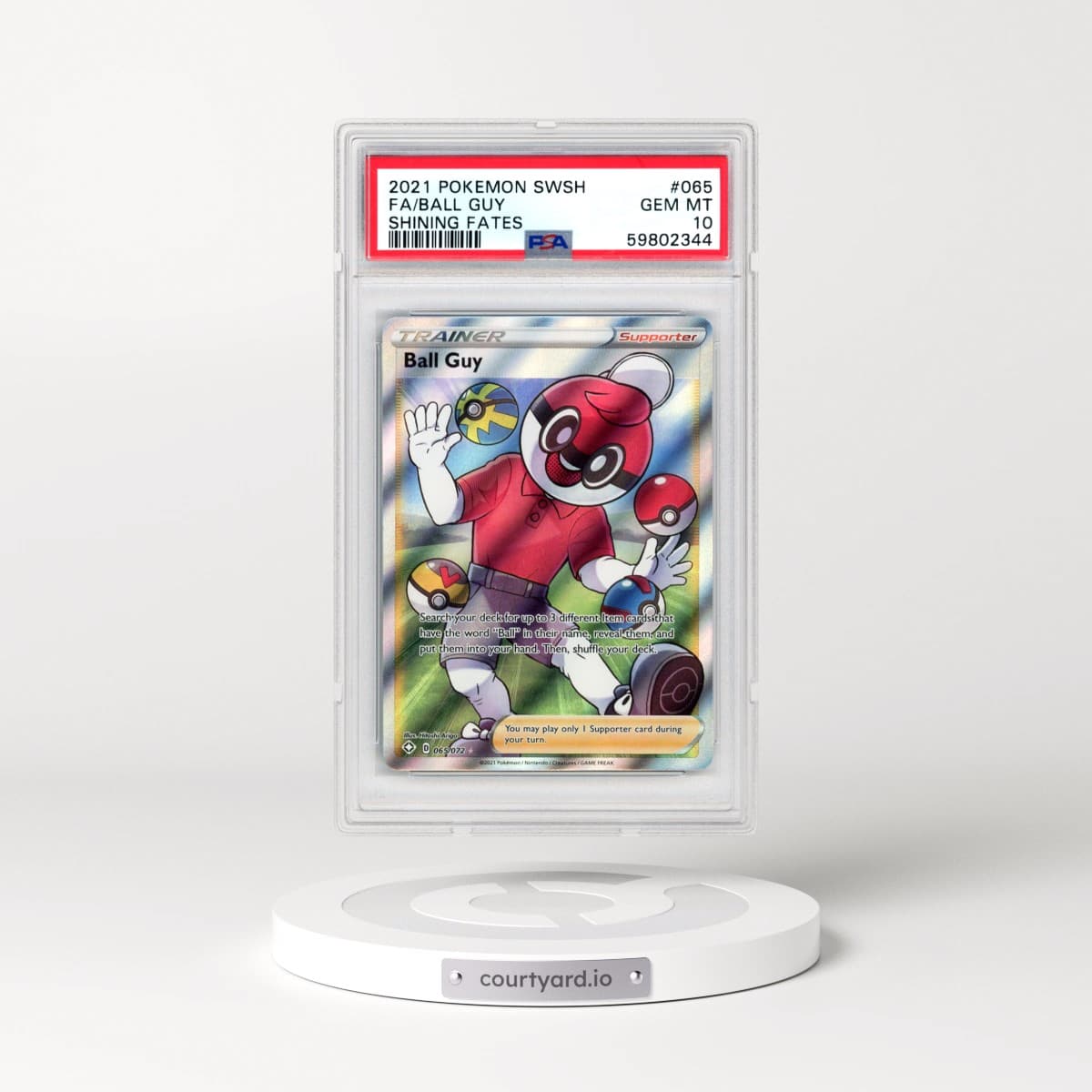 2021 Pokémon Sword & Shield Shining Fates #065 Ball Guy - Full Art (PSA 10 GEM MINT)
