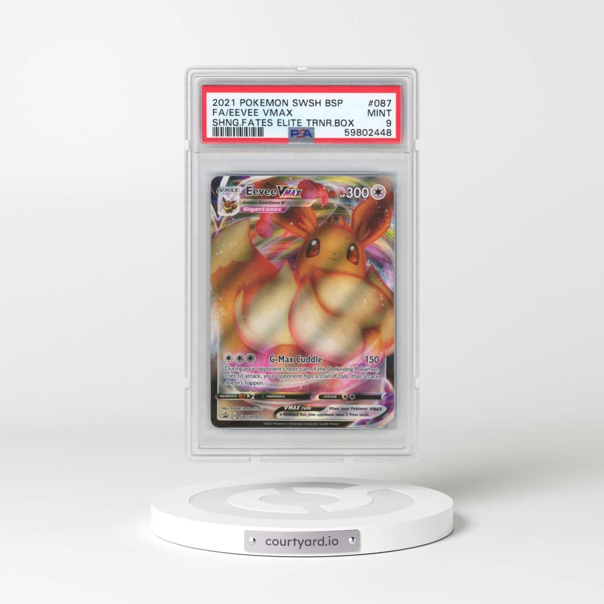 2021 Pokémon Swsh Black Star Promo #087 Eevee Vmax - Full Art Shining Fates Elite Trainer Box (PSA 9 MINT)