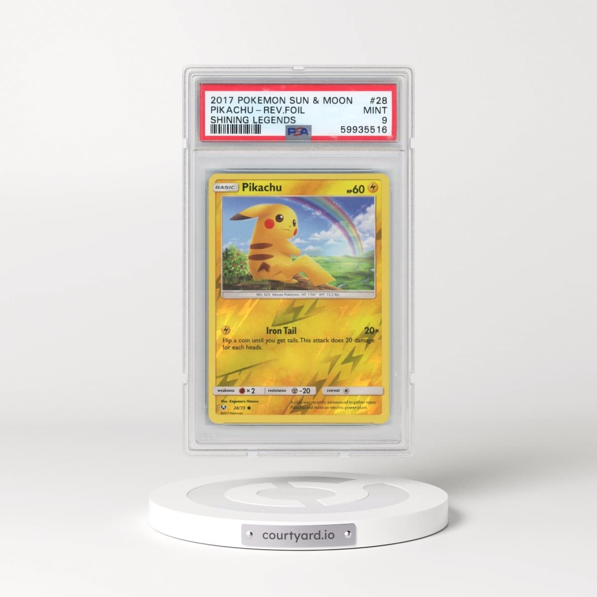 2017 Pokémon Sun & Moon Shining Legends #28 Pikachu - Reverse Foil (PSA 9 MINT)