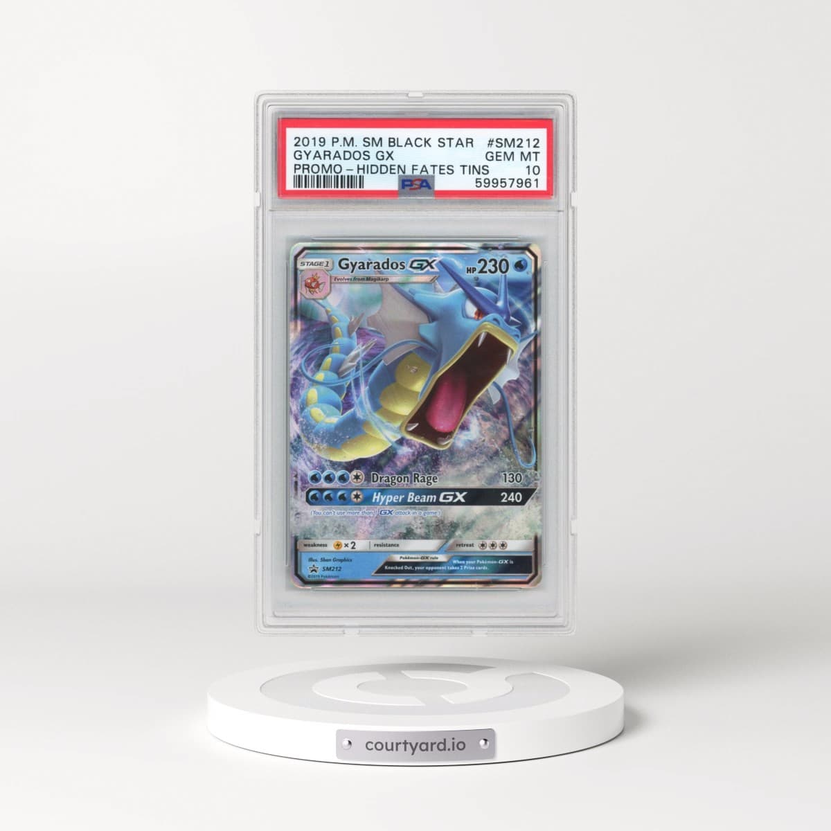 2019 Pokémon SM Black Star Promo #SM212 Gyarados GX - Holo Hidden Fates Tins (PSA 10 GEM MINT)