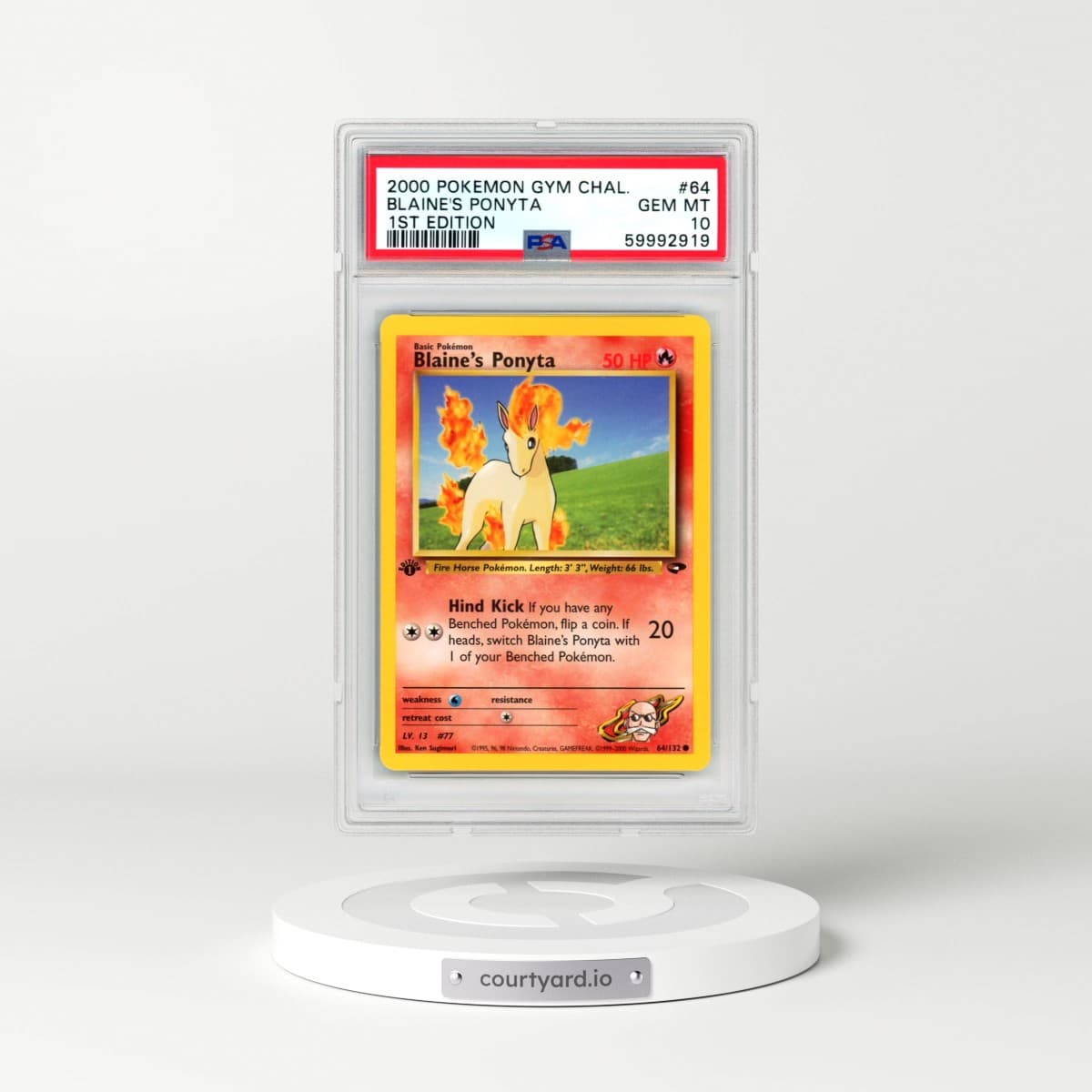 2000 Pokémon Gym Challenge #64 Blaine's Ponyta - 1st Edition (PSA 10 GEM MINT)