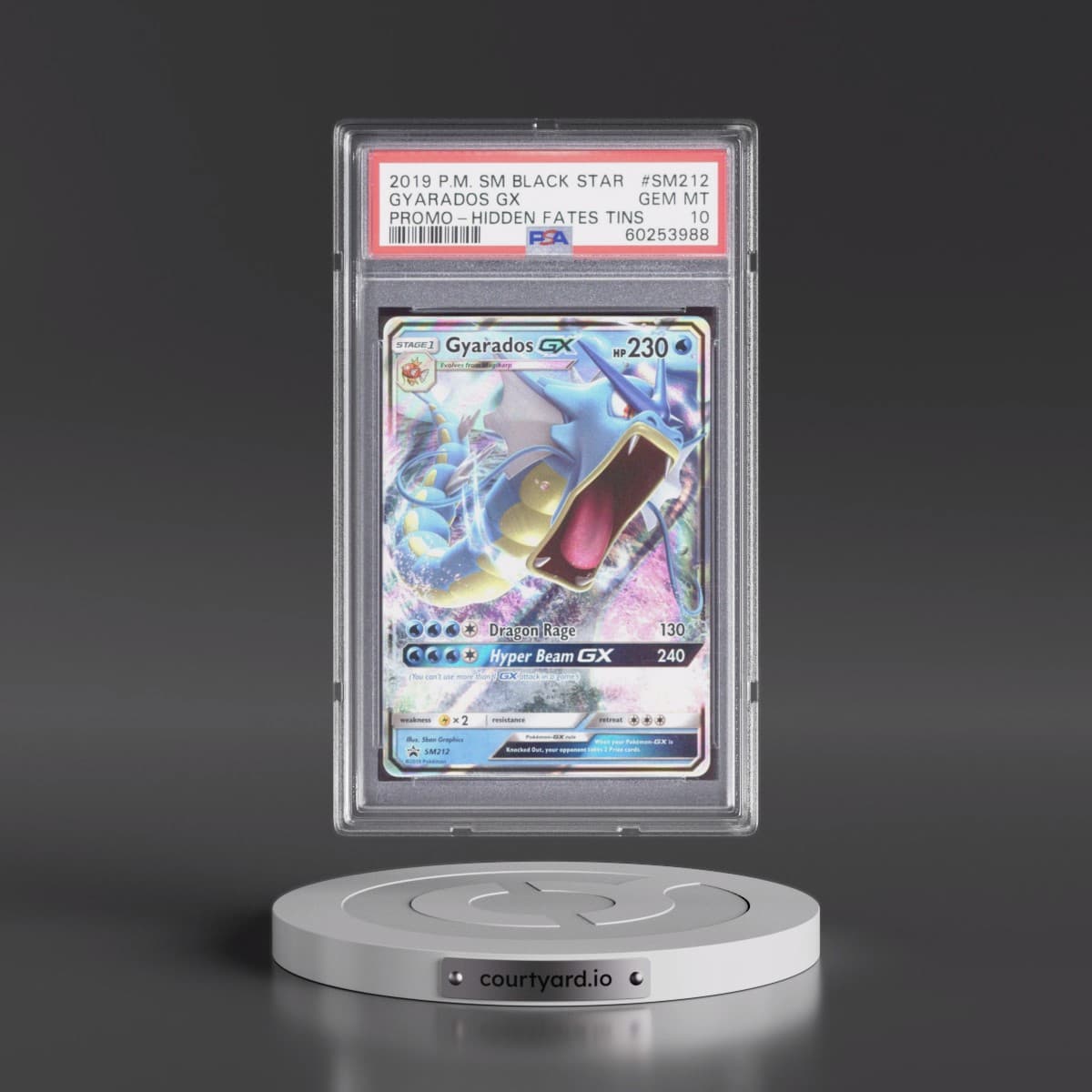 2019 Pokémon SM Black Star Promo #SM212 Gyarados GX - Holo Hidden Fates Tins (PSA 10 GEM MINT)