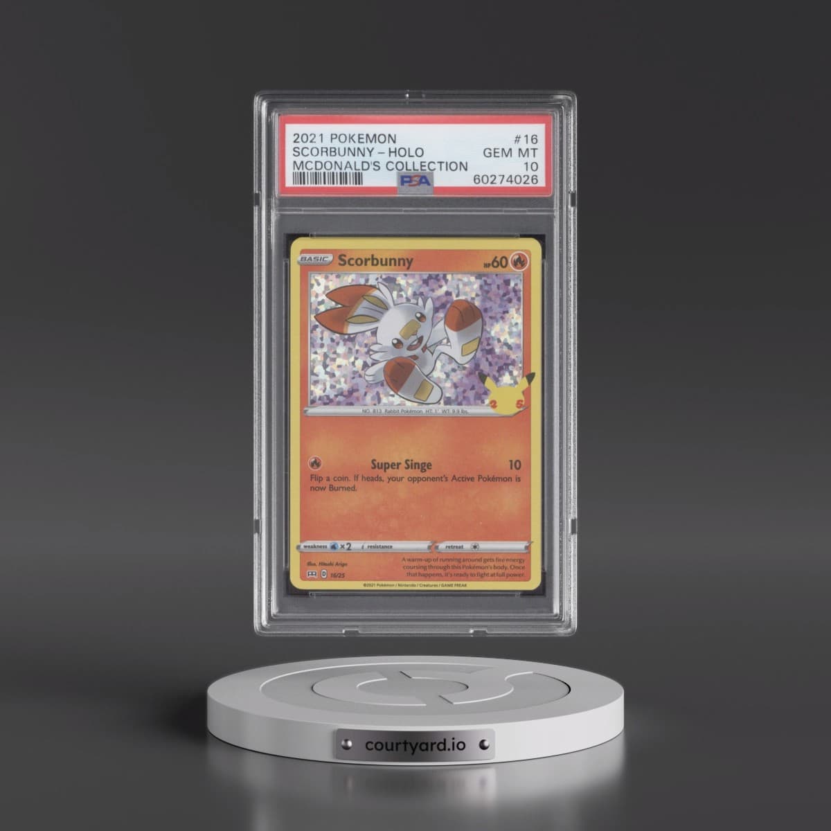 2021 Pokémon Mcdonald's Collection #16 Scorbunny - Holo (PSA 10 GEM MINT)