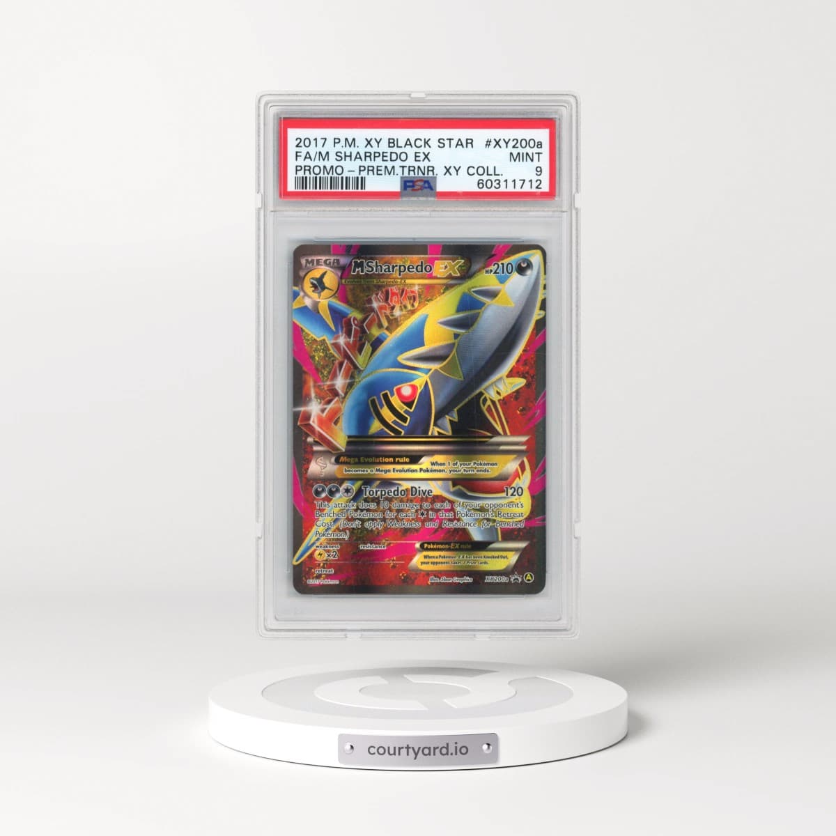 2017 Pokémon XY Black Star Promo #XY200a M Sharpedo EX - Holo Full Art Premium Trainer XY Collection (PSA 9 MINT)