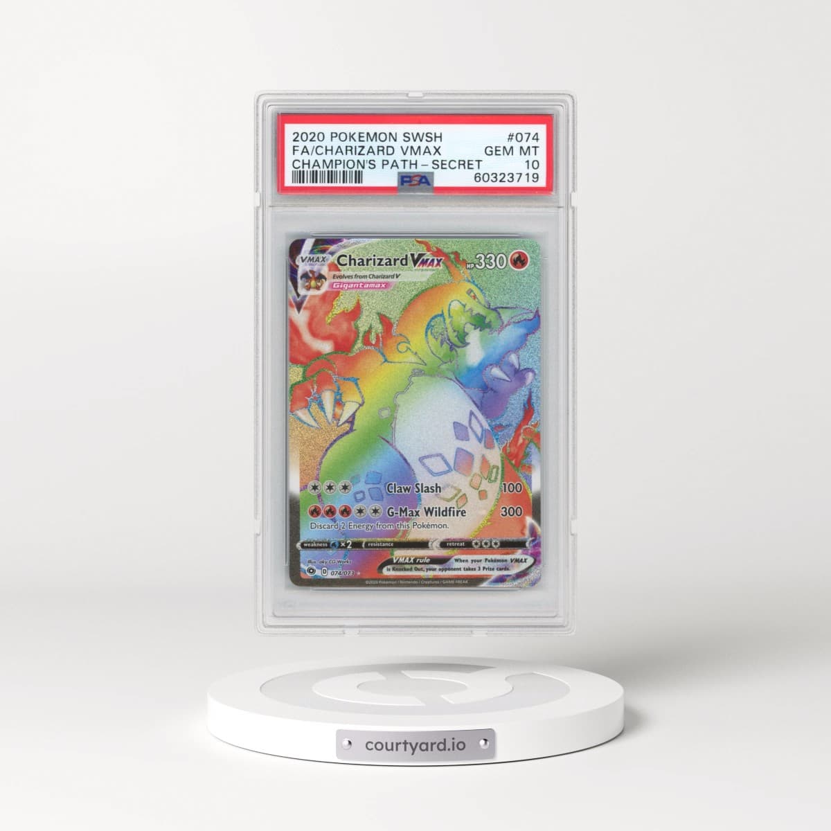 2020 Pokémon Sword & Shield Champion's Path #074 Charizard Vmax - Full Art Secret (PSA 10 GEM MINT)