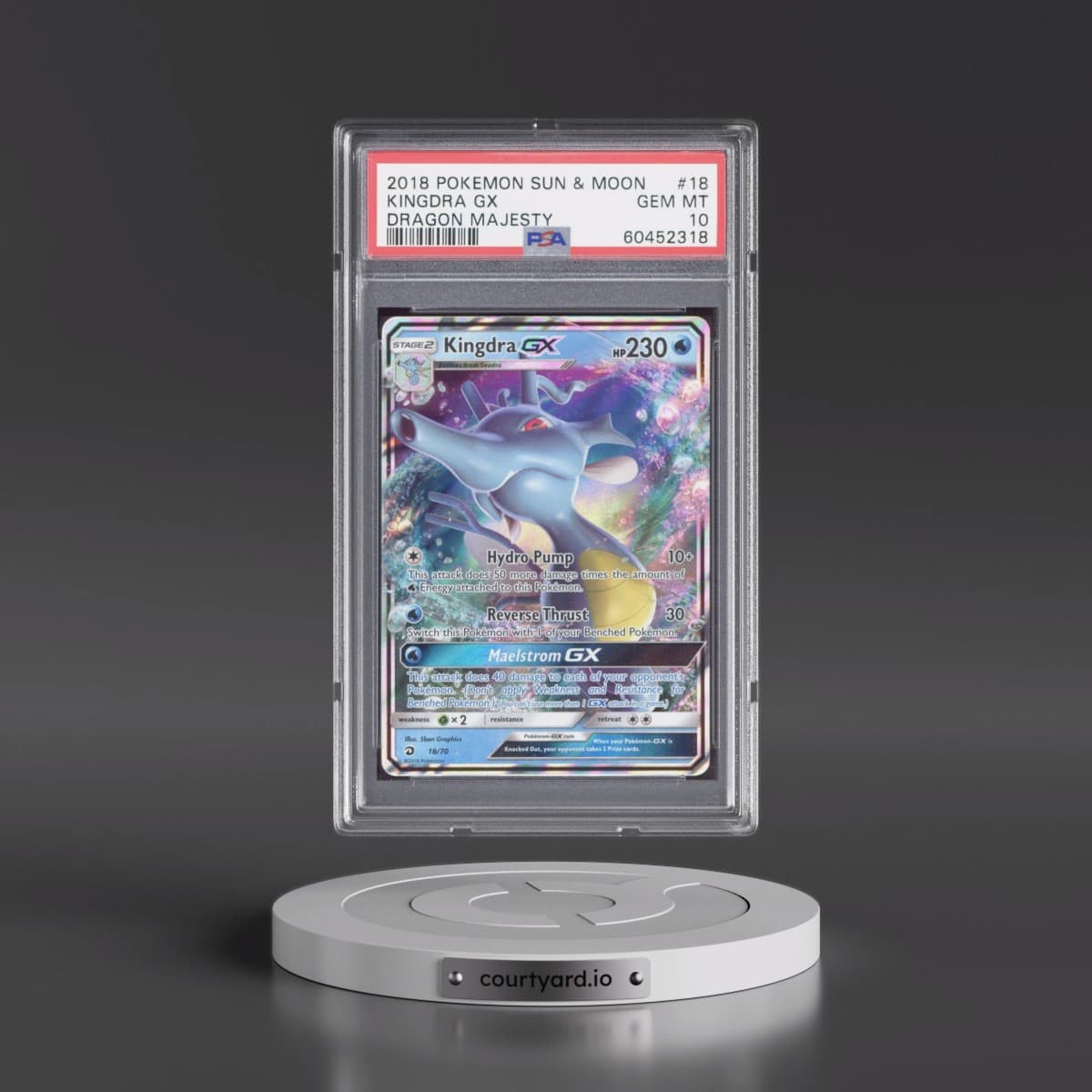 2018 Pokémon Sun & Moon Dragon Majesty #18 Kingdra GX - Holo (PSA 10 GEM MINT)