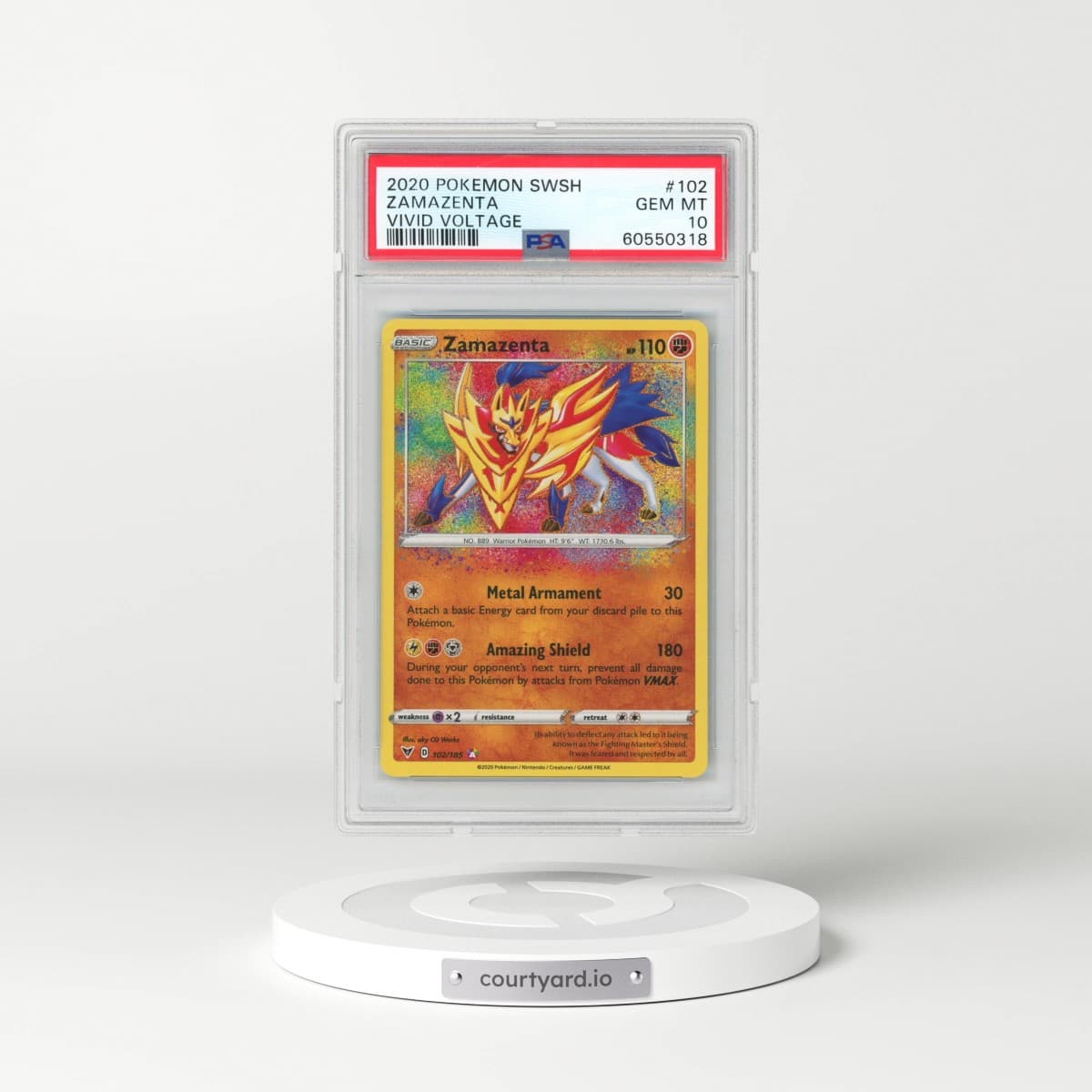 2020 Pokémon Sword & Shield Vivid Voltage #102 Zamazenta (PSA 10 GEM MINT)