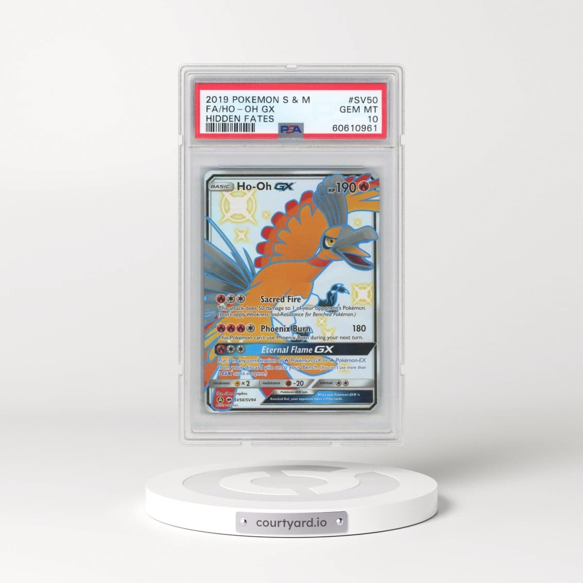 2019 Pokémon Sun & Moon Hidden Fates #SV50 HO-Oh GX - Holo Full Art (PSA 10 GEM MINT)