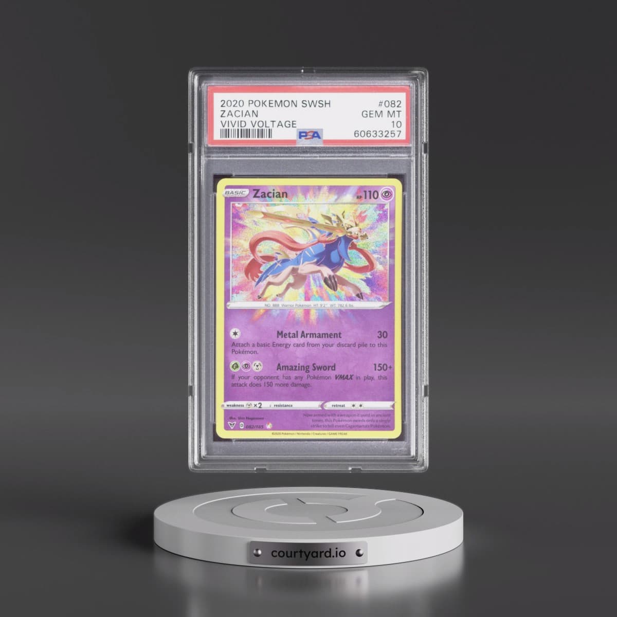 2020 Pokémon Sword & Shield Vivid Voltage #082 Zacian (PSA 10 GEM MINT)