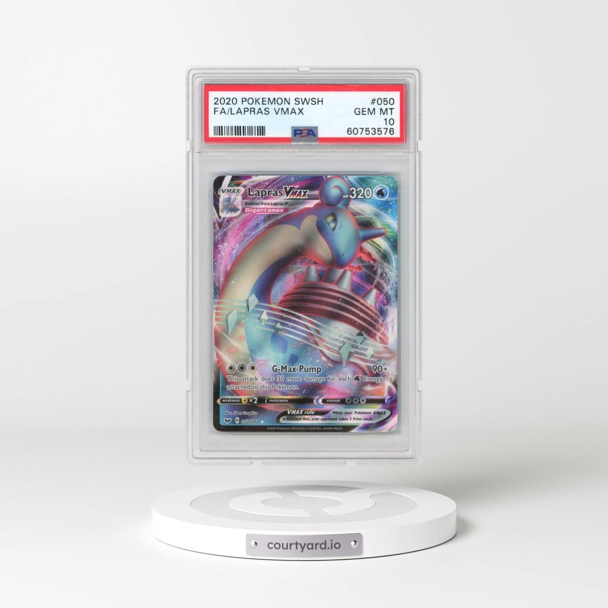 2020 Pokémon Sword & Shield #050 Lapras Vmax - Full Art (PSA 10 GEM MINT)