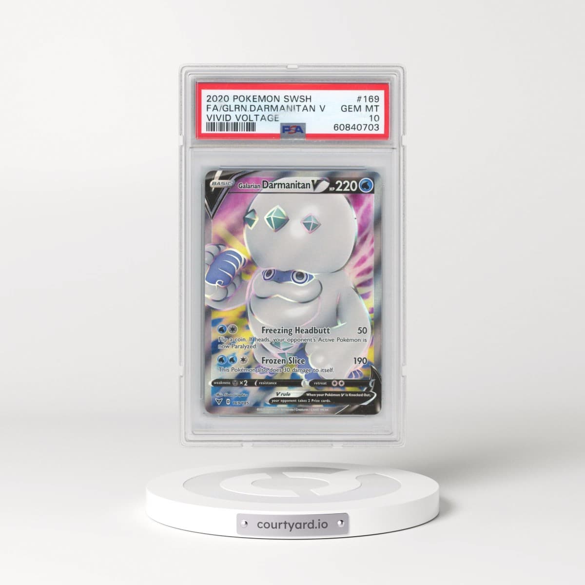 2020 Pokémon Sword & Shield Vivid Voltage #169 Galarian Darmanitan V - Holo Full Art (PSA 10 GEM MINT)