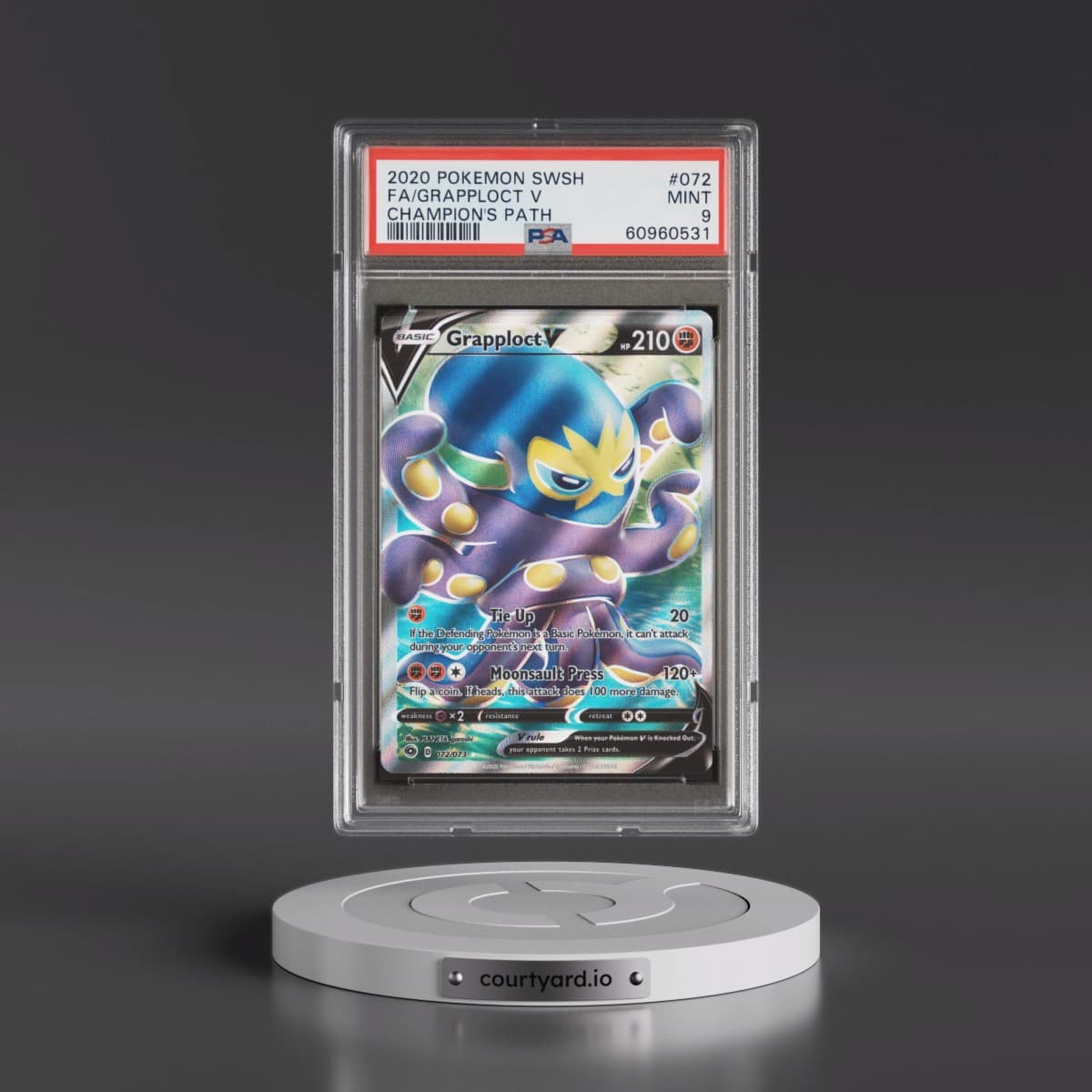 2020 Pokémon Sword & Shield Champion's Path #072 Grapploct V - Holo Full Art (PSA 9 MINT)