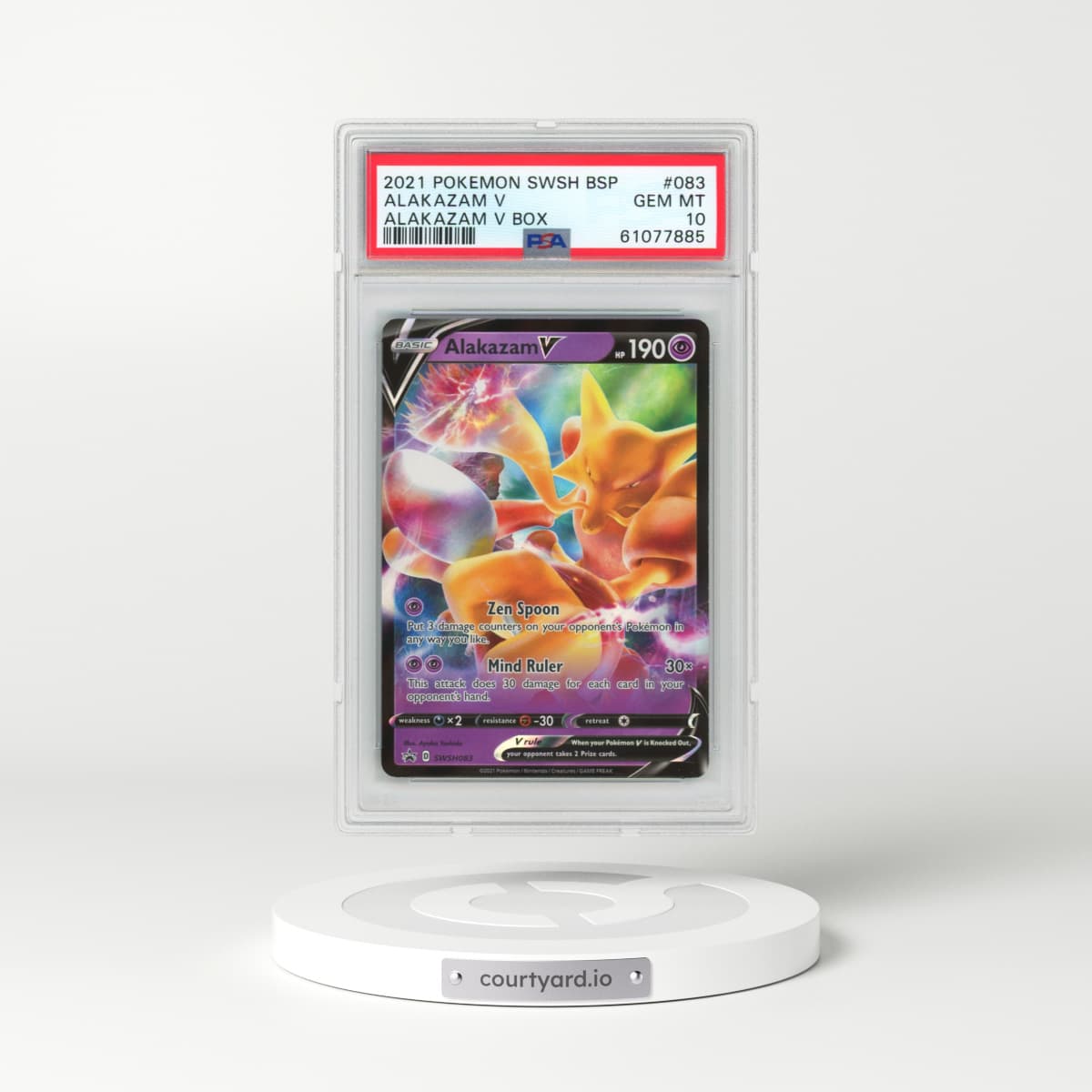 2021 Pokémon Swsh Black Star Promo #083 Alakazam V - Holo Alakazam V Box (PSA 10 GEM MINT)