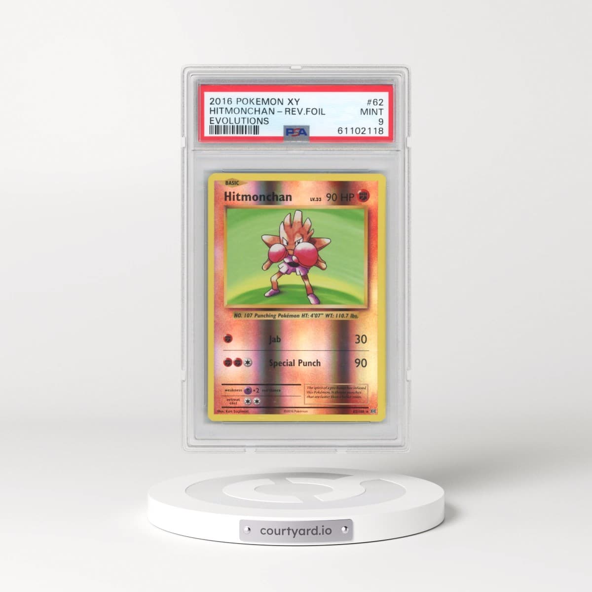 2016 Pokémon XY Evolutions #62 Hitmonchan - Reverse Foil (PSA 9 MINT)