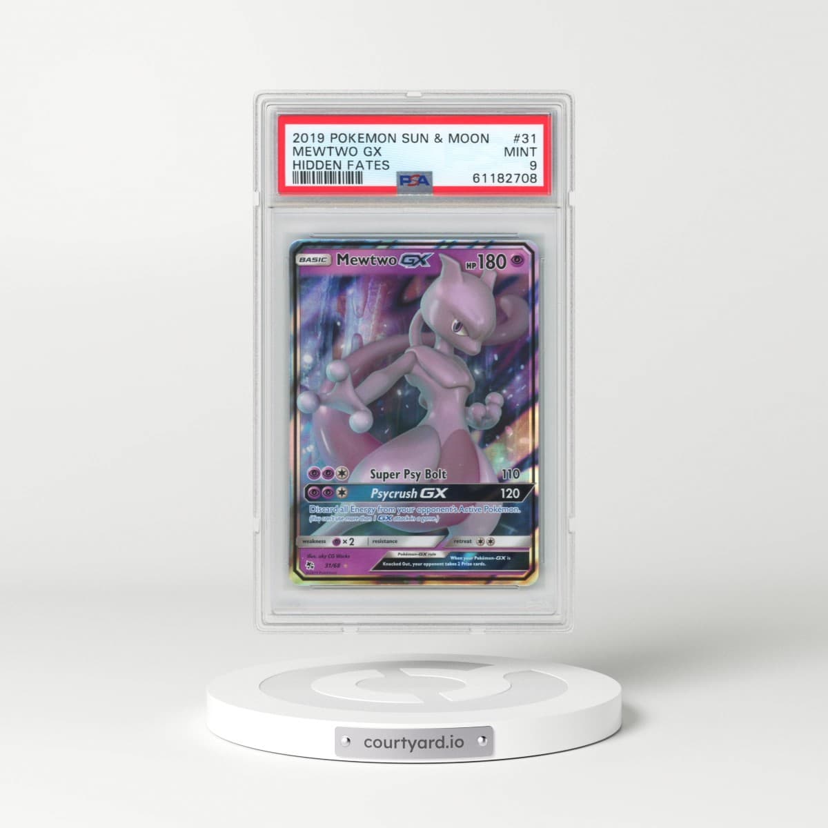 2019 Pokémon Sun & Moon Hidden Fates #31 Mewtwo GX - Holo (PSA 9 MINT)