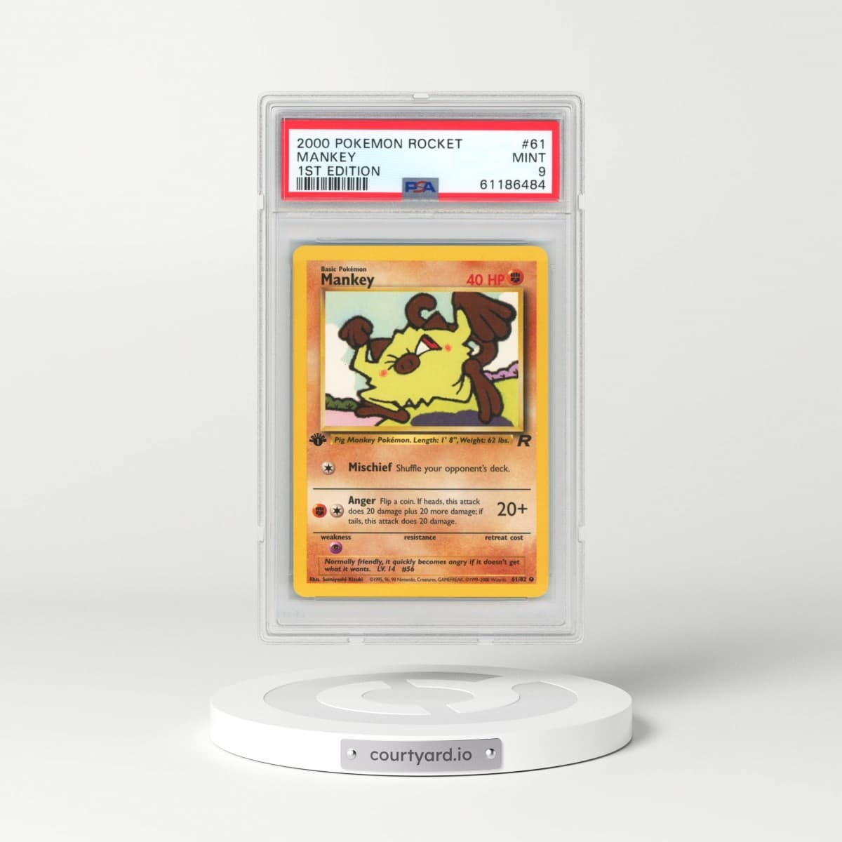 2000 Pokémon Rocket #61 Mankey - 1st Edition (PSA 9 MINT)
