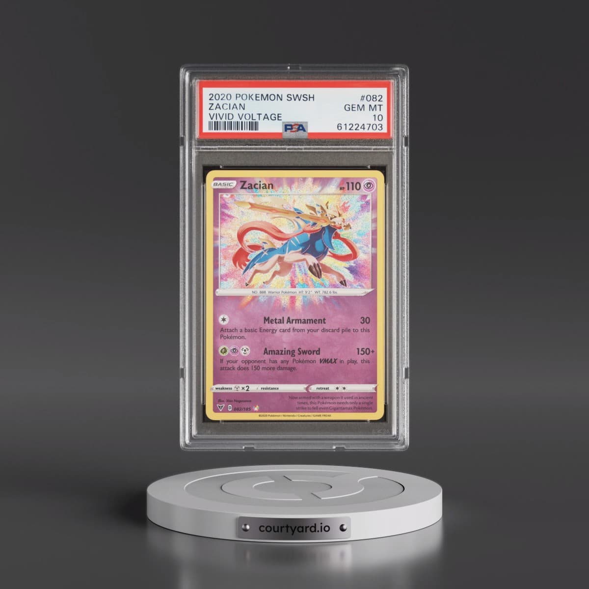 2020 Pokémon Sword & Shield Vivid Voltage #082 Zacian (PSA 10 GEM MINT)