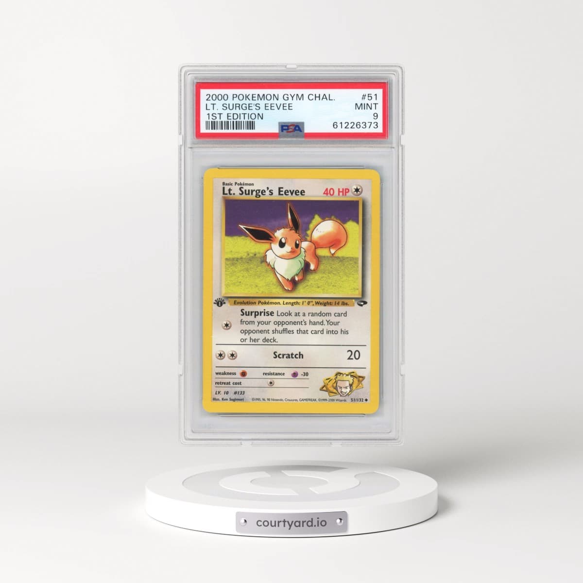 2000 Pokémon Gym Challenge #51 LT. Surge's Eevee - 1st Edition (PSA 9 MINT)