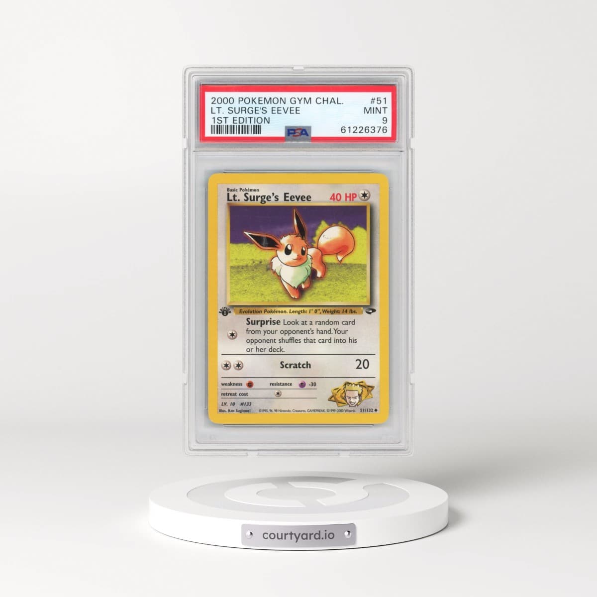 2000 Pokémon Gym Challenge #51 LT. Surge's Eevee - 1st Edition (PSA 9 MINT)
