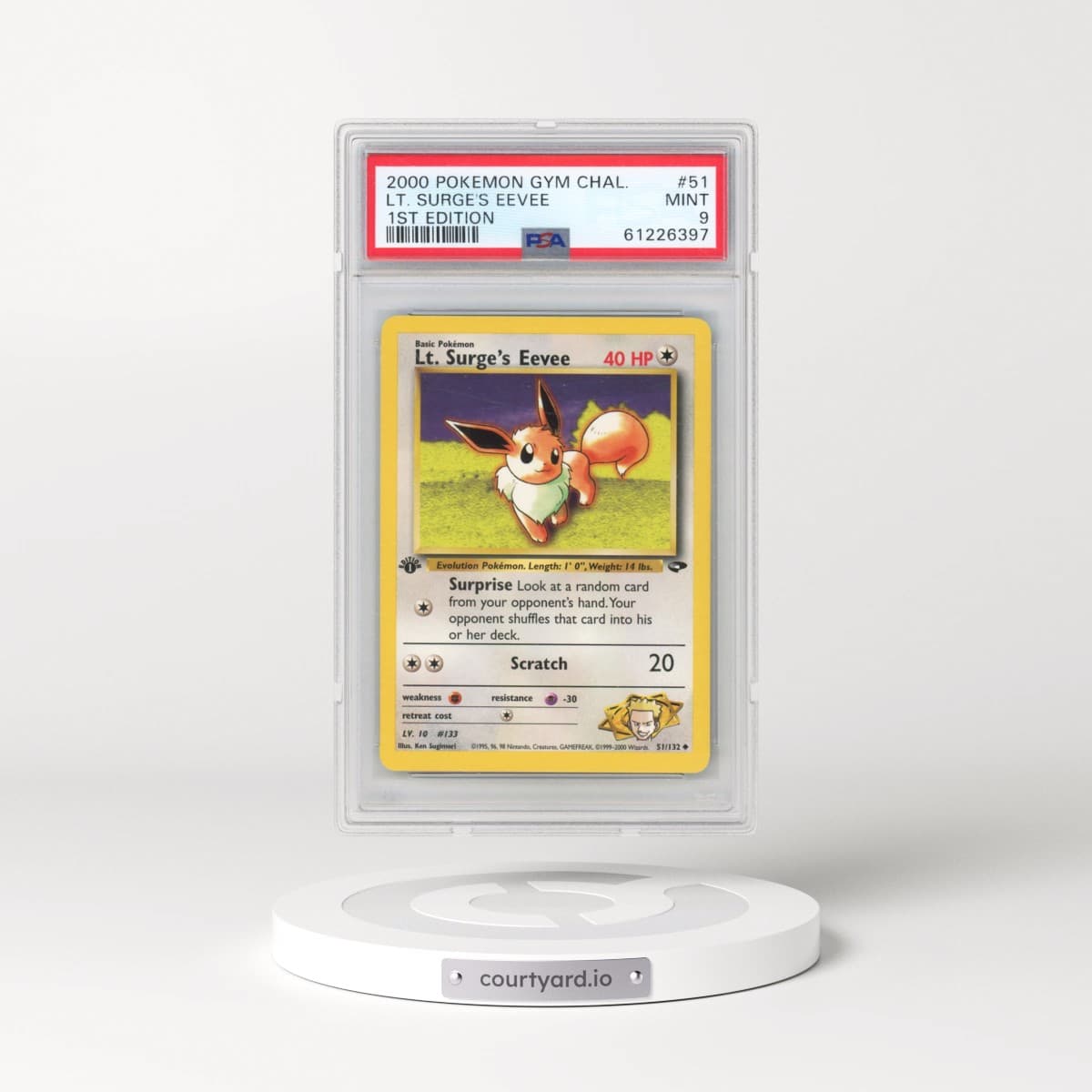 2000 Pokémon Gym Challenge #51 LT. Surge's Eevee - 1st Edition (PSA 9 MINT)