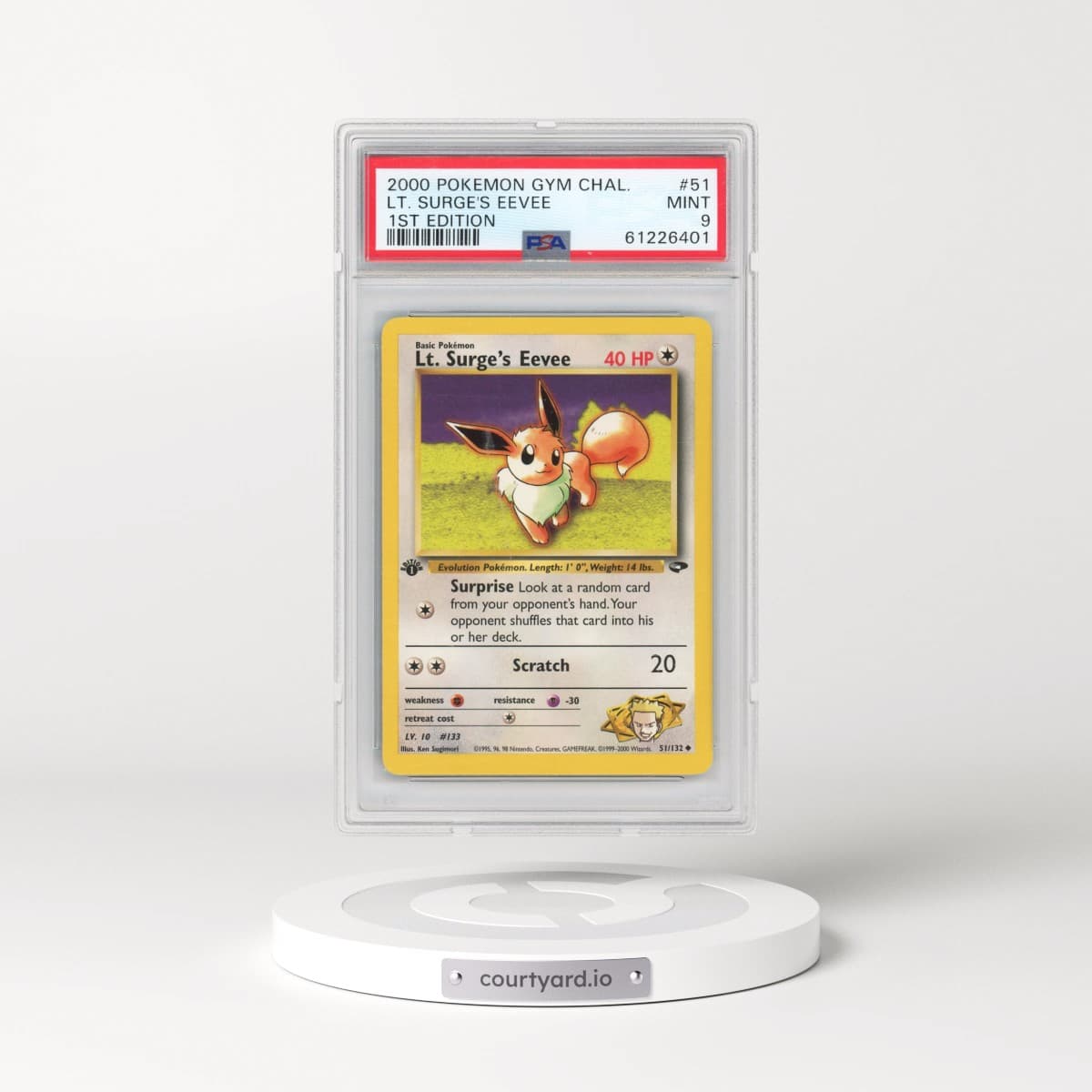 2000 Pokémon Gym Challenge #51 LT. Surge's Eevee - 1st Edition (PSA 9 MINT)